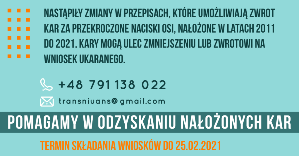 Możesz ubiegać się o zwrot kary za przekroczone naciski na&nbsp;oś